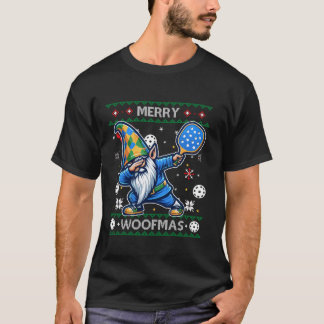 Ugly Funny Weihnachtsmannmütze Dabbing Pickleball  T-Shirt