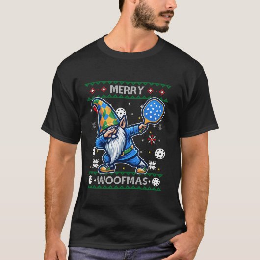 Ugly Funny Weihnachtsmannmütze Dabbing Pickleball  T-Shirt (Vorderseite)