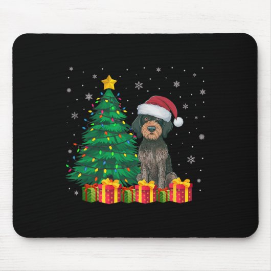 Ugly German Drahthaar Pointer Weihnachtsmannmütze Mousepad (Vorne)