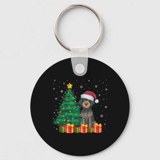 Ugly German Drahthaar Pointer Weihnachtsmannmütze Schlüsselanhänger (Vorderseite)
