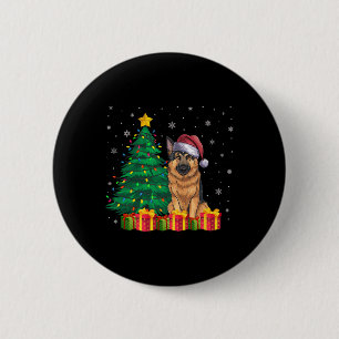 Ugly German Shepherd Weihnachtsmannmütze Weihnacht Button