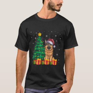 Ugly German Shepherd Weihnachtsmannmütze Weihnacht T-Shirt