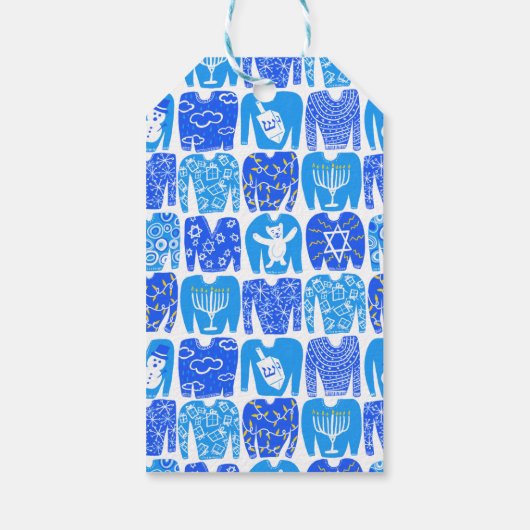 Ugly Hannukah Sweater Holiday Pattern CUSTOM Geschenkanhänger (Rückseite)