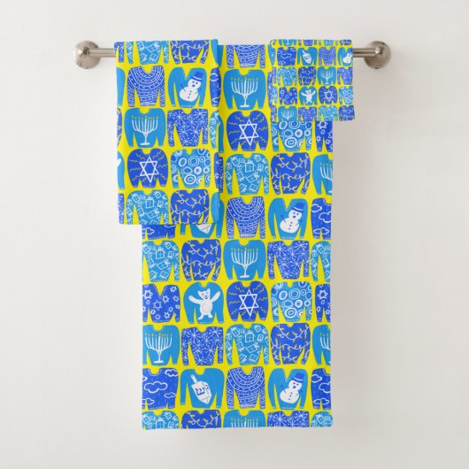 Ugly Hannukah Sweaters Holiday Pattern Badhandtuch Set (Insitu)