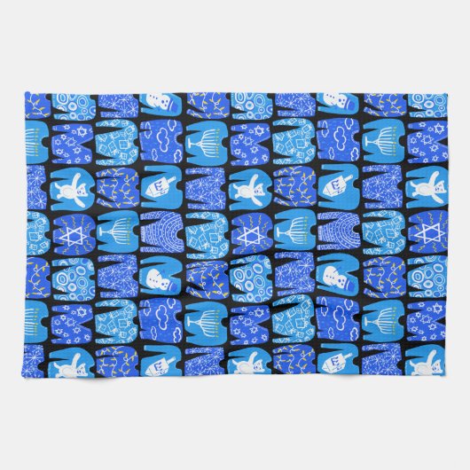 Ugly Hannukah Sweaters Holiday Pattern Geschirrtuch (Horizontal)