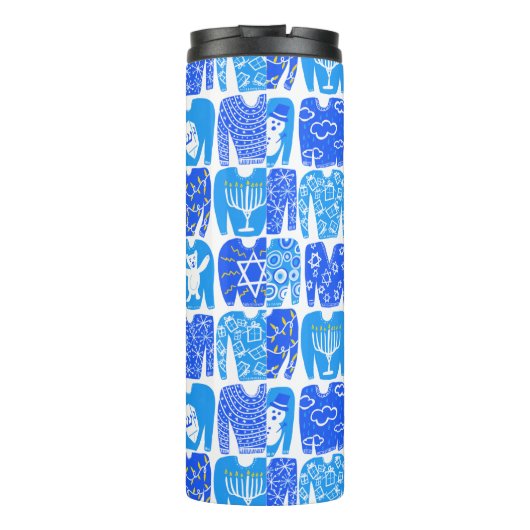 Ugly Hannukah Sweaters Holiday Pattern Thermosbecher (Rückseite)
