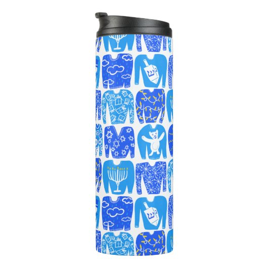 Ugly Hannukah Sweaters Holiday Pattern Thermosbecher (Nach rechts gedreht)