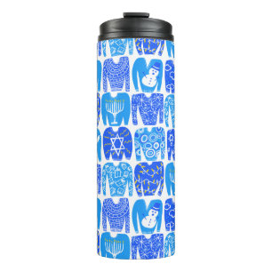 Ugly Hannukah Sweaters Urlaubsmuster Thermosbecher