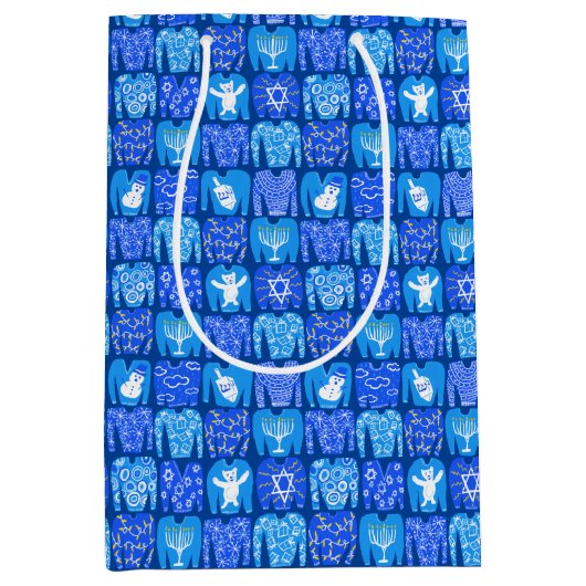 Ugly Hannukah Sweaters Winter Holiday Mittlere Geschenktüte (Vorderseite)