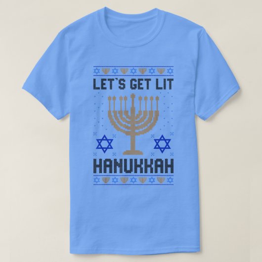 Ugly Hanukkah Chanukah Menorah Let's Get Lit Jewis T-Shirt (Design vorne)