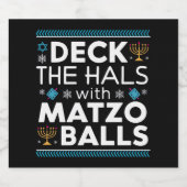 Ugly Hanukkah Deck Hall mit Matzo Ball Chanukah Bierflaschenetikett (Einzelnes Label)