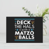 Ugly Hanukkah Deck Hall mit Matzo Ball Chanukah Einladung (Stehend Vorderseite)