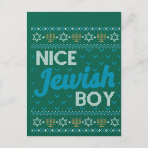 Ugly Hanukkah Nice Jüdischer Junge Matching Postkarte