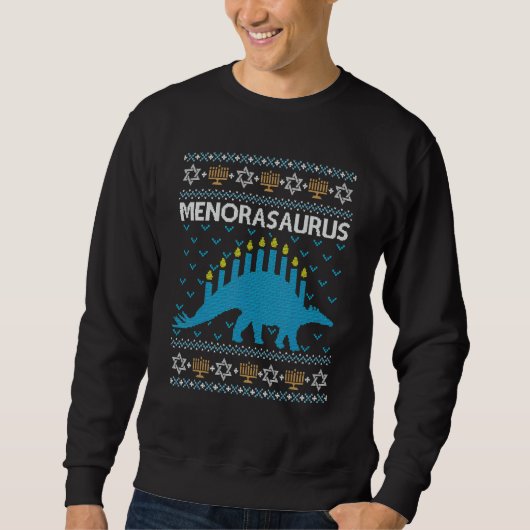 Ugly Hanukkah Sweater Dinosaur Menorah Dino Boys M Sweatshirt (Vorderseite)
