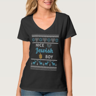 Ugly Hanukkah Sweater Jew Menorah Nice Judenjunge T-Shirt