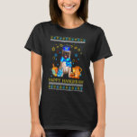 Ugly Hanukkah Sweater Jüdischer Mops Dog Menorah T-Shirt<br><div class="desc">Ugly Hanukkah Sweater Jüdischer Mops Dog Menorah</div>
