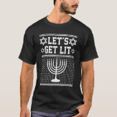 Ugly Hanukkah Sweater Lasse Lit Menorah T-Shirt (Vorderseite)