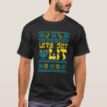 Ugly Hanukkah Sweater Lasse Lit Menorah T-Shirt<br><div class="desc">Ugly Hanukkah Sweater Lasse Lit Menorah.</div>