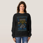 Ugly Hanukkah Sweater Lets Get Lit Menorah Men Wom Sweatshirt (Vorne ganz)