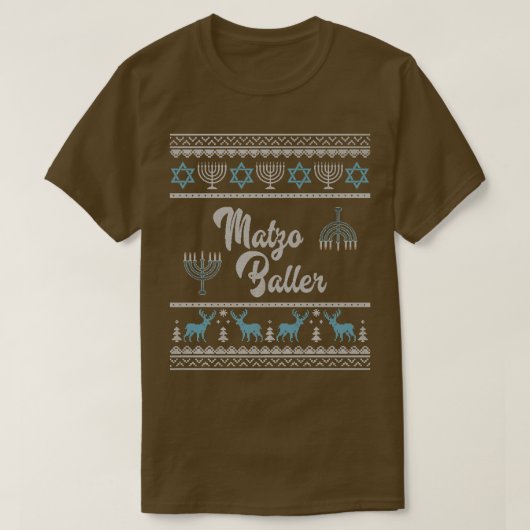 Ugly Hanukkah Sweater Menorah Matzo Baller Jew Cha T-Shirt (Design vorne)