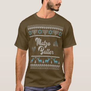 Ugly Hanukkah Sweater Menorah Matzo Baller Jew Cha T-Shirt