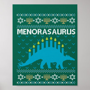 Ugly Hanukkah Sweater, Menorasaurus, Jüdisches Din Poster