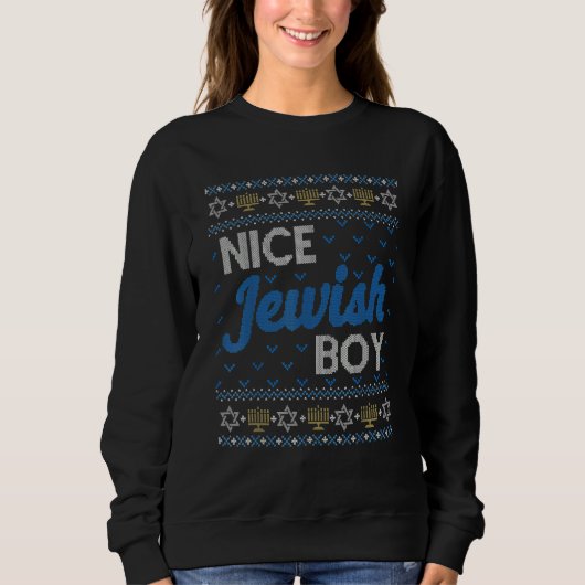 Ugly Hanukkah Sweater Nice Jewish Boy Matching Sweatshirt (Vorderseite)