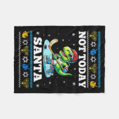 Ugly Hanukkah Sweater Not Today Santa Dinosaur Hoc Fleecedecke (Vorderseite (Horizontal))
