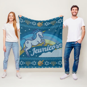 Ugly Hanukkah Unicorn Jewnicorn Fleecedecke