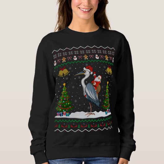 Ugly Heron Bird Xmas Gift Santa Riding Heron Chris Sweatshirt (Vorderseite)