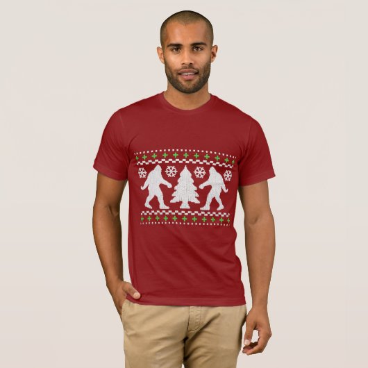 Ugly Holiday Bigfoot Christmas Sweater T-Shirt (Vorne ganz)