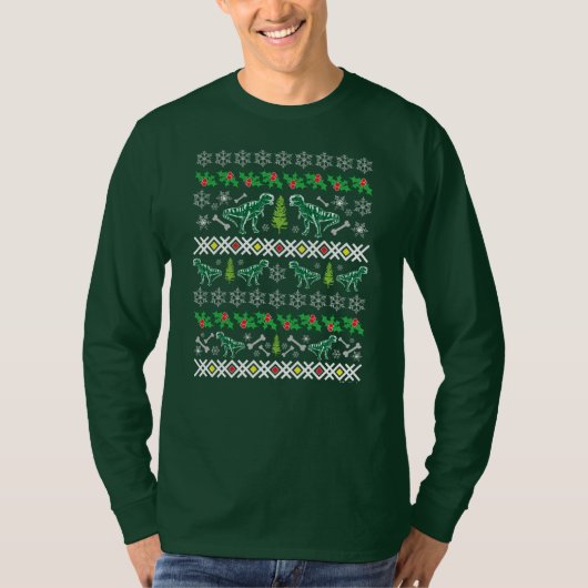 Ugly Holiday Christmas T-Rex T-Shirt (Vorderseite)