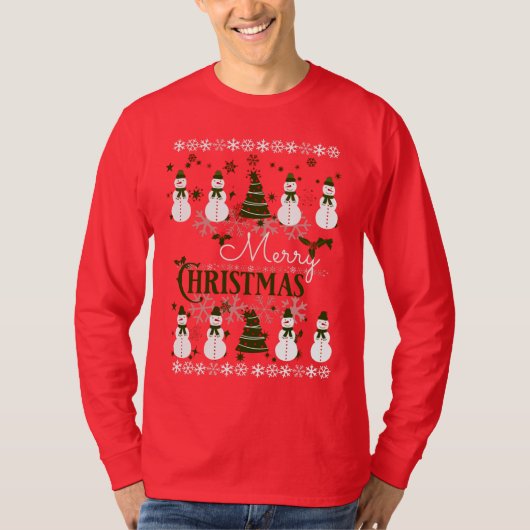Ugly Holiday Sweater Frohe Weihnachten T-Shirt (Vorderseite)