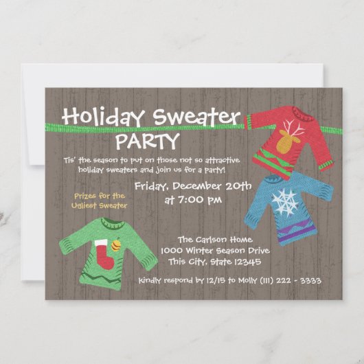 Ugly Holiday Sweater Party Einladung (Vorderseite)