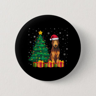 Ugly Irish Wolfhound Weihnachtsmannmütze Weihnacht Button