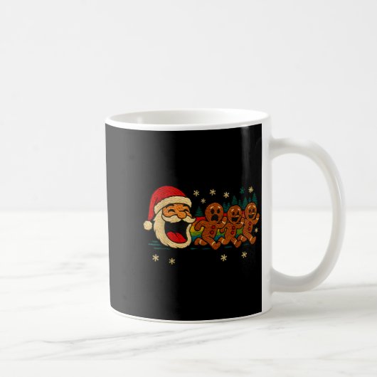 Ugly Knit Santa Chasing Gingerbread Funny Holiday  Kaffeetasse (Rechts)