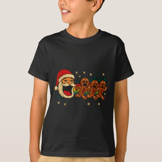 Ugly Knit Santa Chasing Gingerbread Funny Holiday  T-Shirt (Vorderseite)