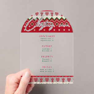 Ugly Knitted Hygge Angel Heart Weihnachtsmenü Acryleinladungen