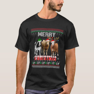 Ugly Kuw Hat Santa Merry Weihnachtslicht Lichter F T-Shirt