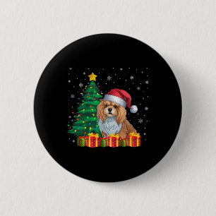 Ugly Lhasa Apso Weihnachtsmannmütze Christmas Ligh Button