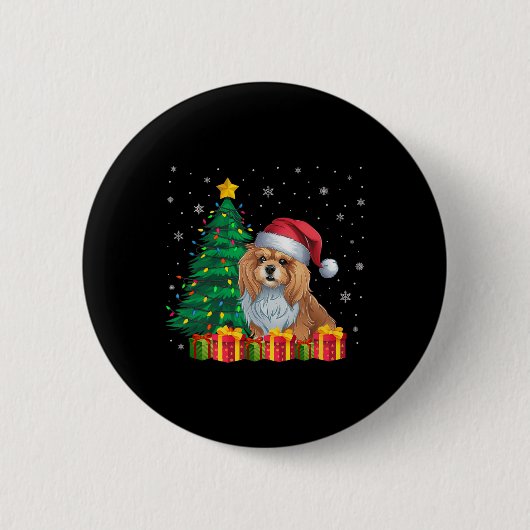 Ugly Lhasa Apso Weihnachtsmannmütze Christmas Ligh Button (Vorderseite)