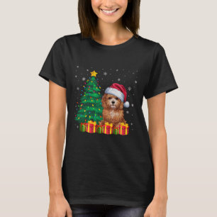 Ugly Maltipoo Weihnachtsmannmütze Weihnachtsleucht T-Shirt