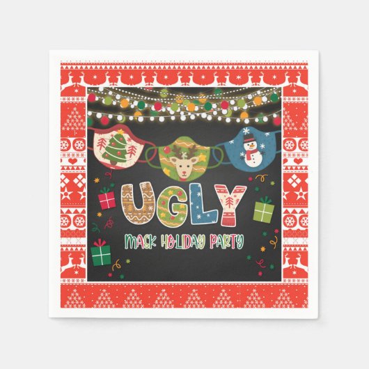 Ugly Mask Holiday Party Napkin Serviette (Vorderseite)