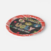 Ugly Mask Holiday Party Plate Pappteller (Schrägansicht)