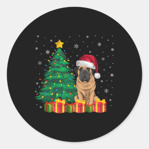 Ugly Mastiff Weihnachtsmannmütze Weihnachtsleuchte Runder Aufkleber