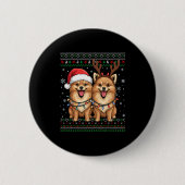 Ugly Meranian Dog Xmas Santa Matching Christmas Sw Button (Vorderseite)