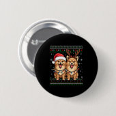Ugly Meranian Dog Xmas Santa Matching Christmas Sw Button (Vorne & Hinten)
