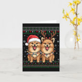 Ugly Meranian Dog Xmas Santa Matching Christmas Sw Karte (Gelbe Blume)