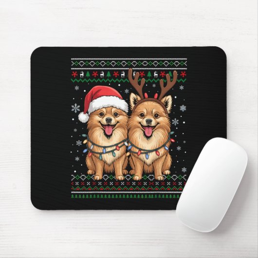 Ugly Meranian Dog Xmas Santa Matching Christmas Sw Mousepad (Mit Mouse)
