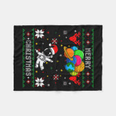 Ugly Merry Christmas Santa Hat Tree Astronaut Hold Fleecedecke (Vorderseite (Horizontal))